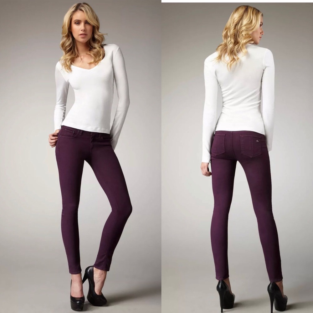 Rag & Bone Mid-Rise Jean Skinny Jeans Purple